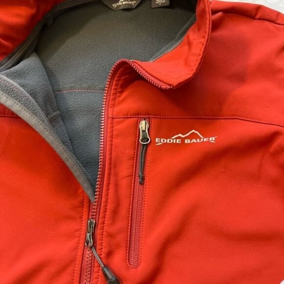 Eddie Bauer Windbreaker Jacket Coat Dark Orange many Pockets size L - Picture 2 of 13